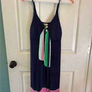 Trina Turk Navy Dress with Pink and Green Accents